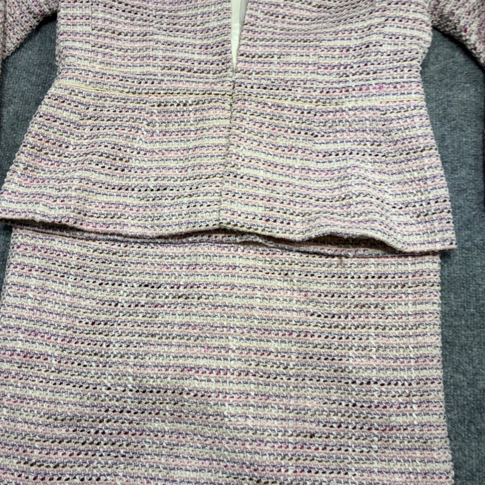 Kasper Tweed Skirt Suit Womens 10 Pink Purple Open Jacket Career Wear - Picture 2 of 13